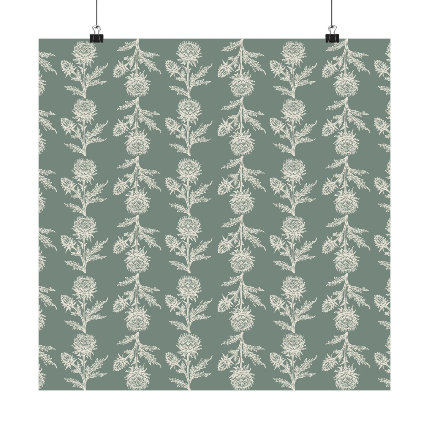 Green Vintage Floral Matte Vertical Poster - Intricate Design for Home Decor
