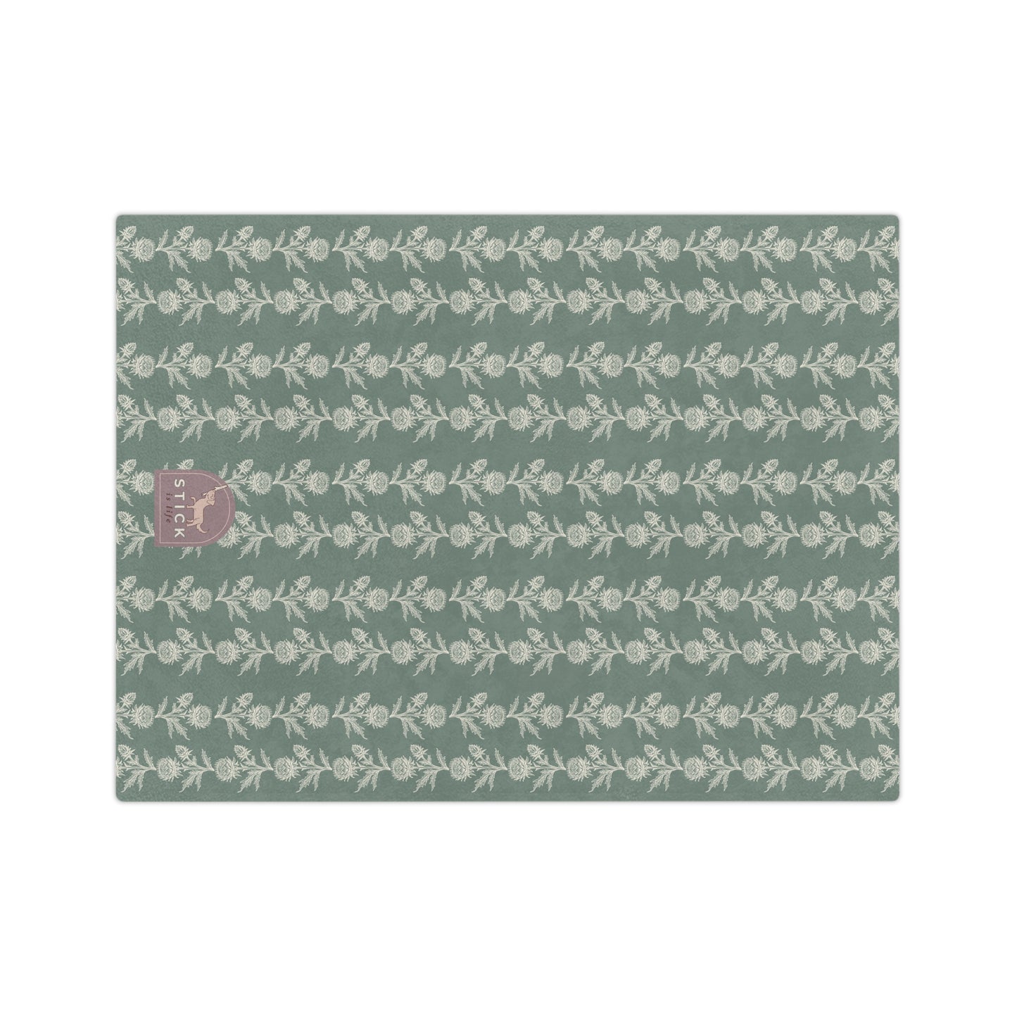 Vintage Green Floral Velveteen Microfiber Lightweight Blanket