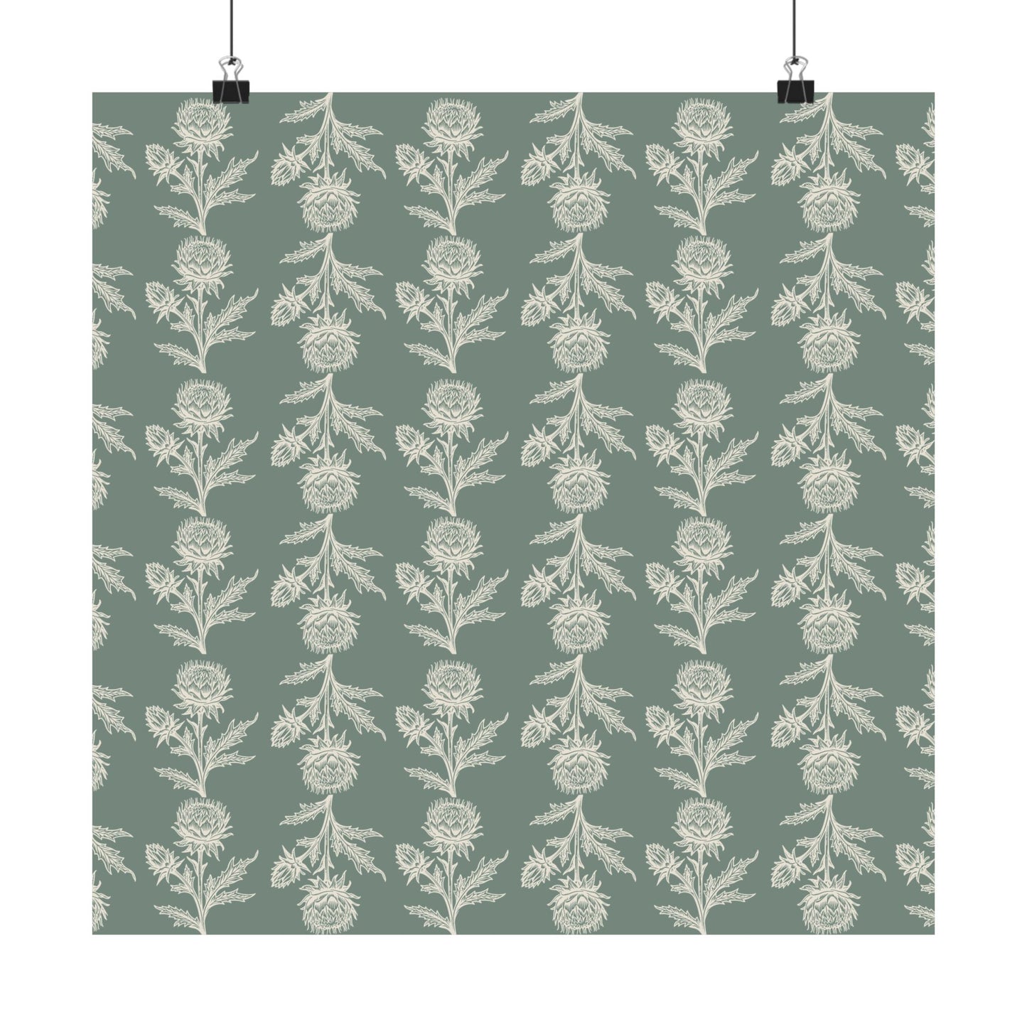 Green Vintage Floral Matte Vertical Poster - Intricate Design for Home Decor