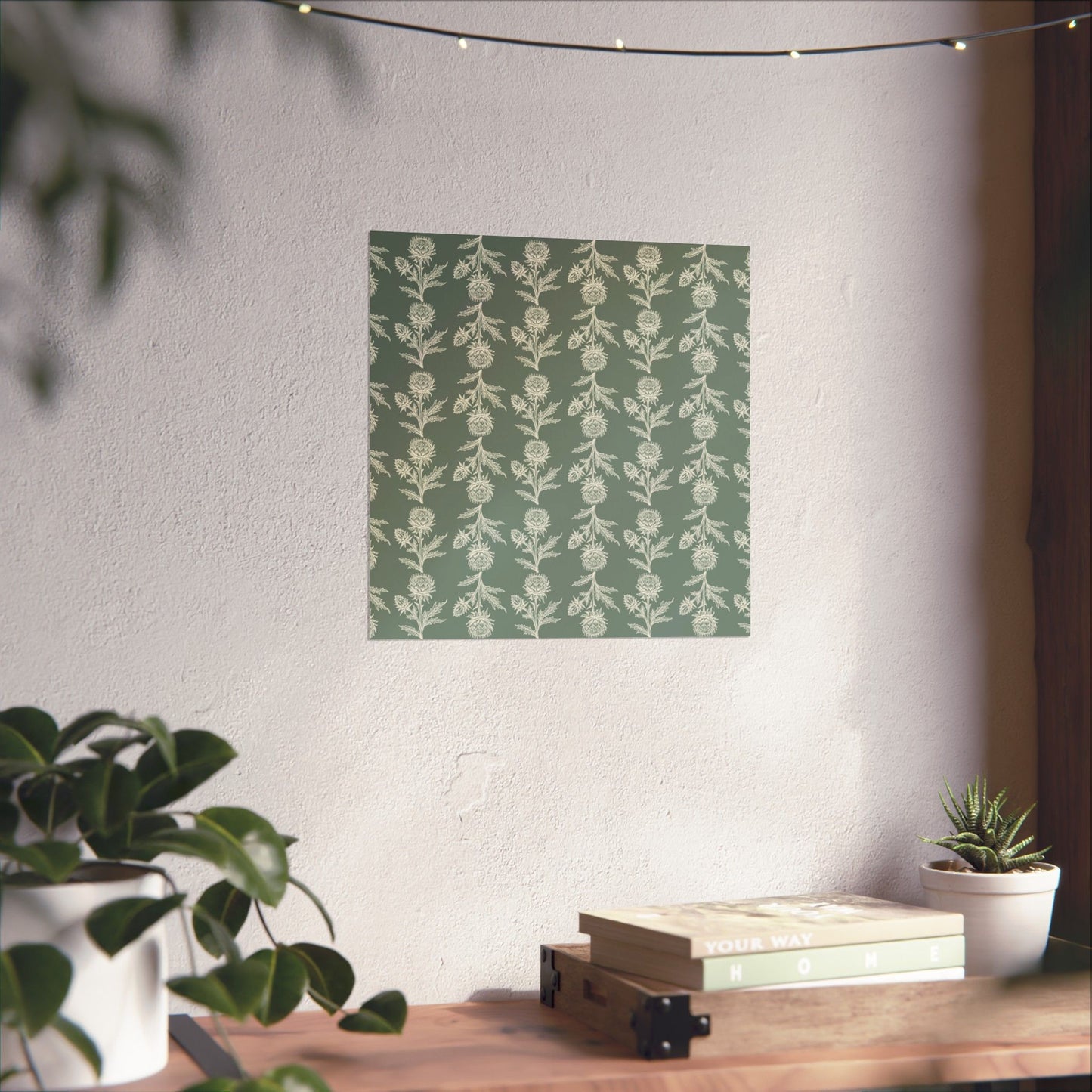 Green Vintage Floral Matte Vertical Poster - Intricate Design for Home Decor