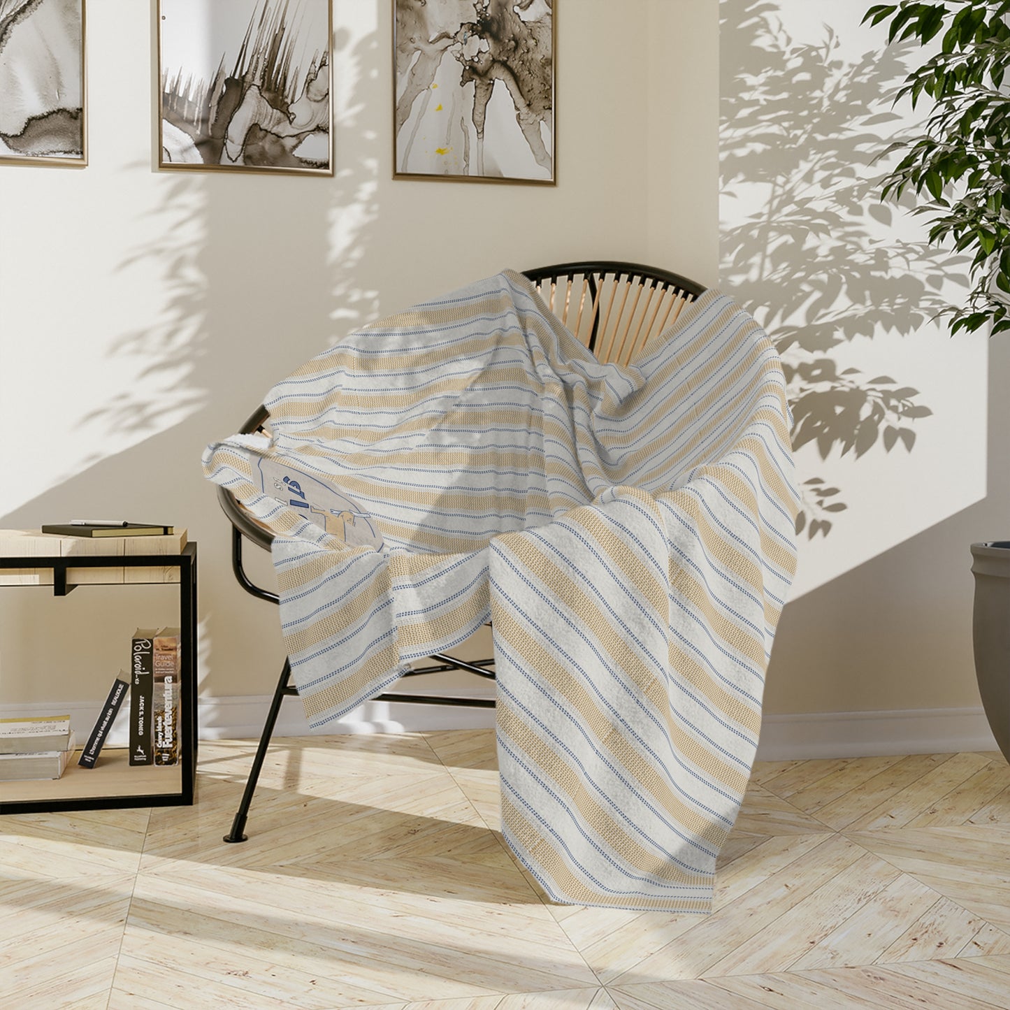 Vintage Stripe Velveteen Microfiber Lightweight Blanket