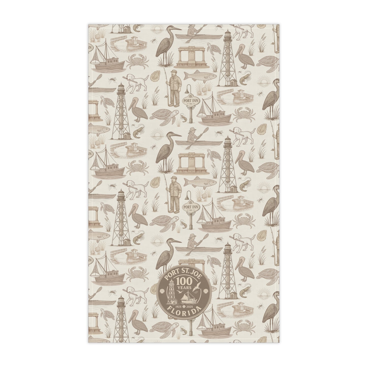 Tea Towel - Port St Joe 100 Years Anniversary Vintage Sepia Tone