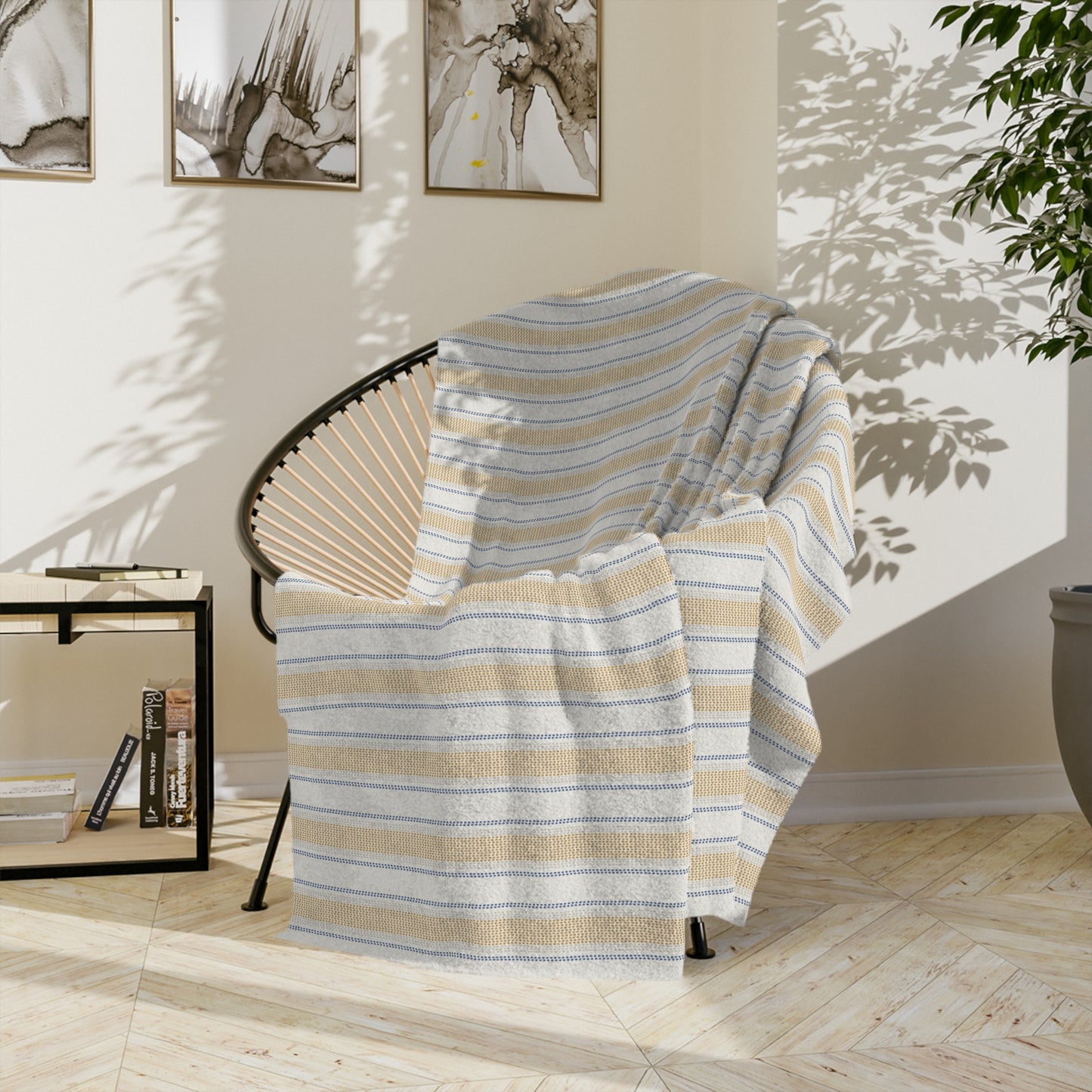 Vintage Stripe Velveteen Microfiber Lightweight Blanket