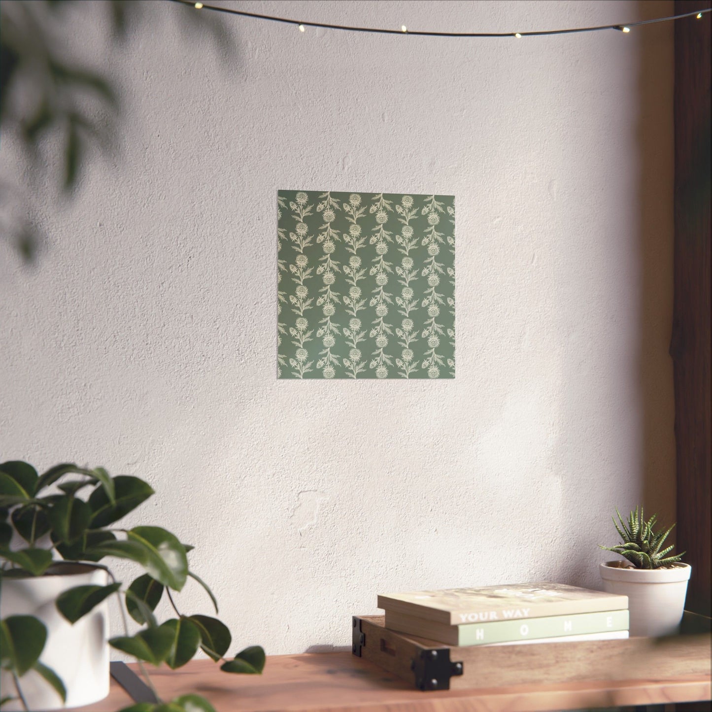 Green Vintage Floral Matte Vertical Poster - Intricate Design for Home Decor