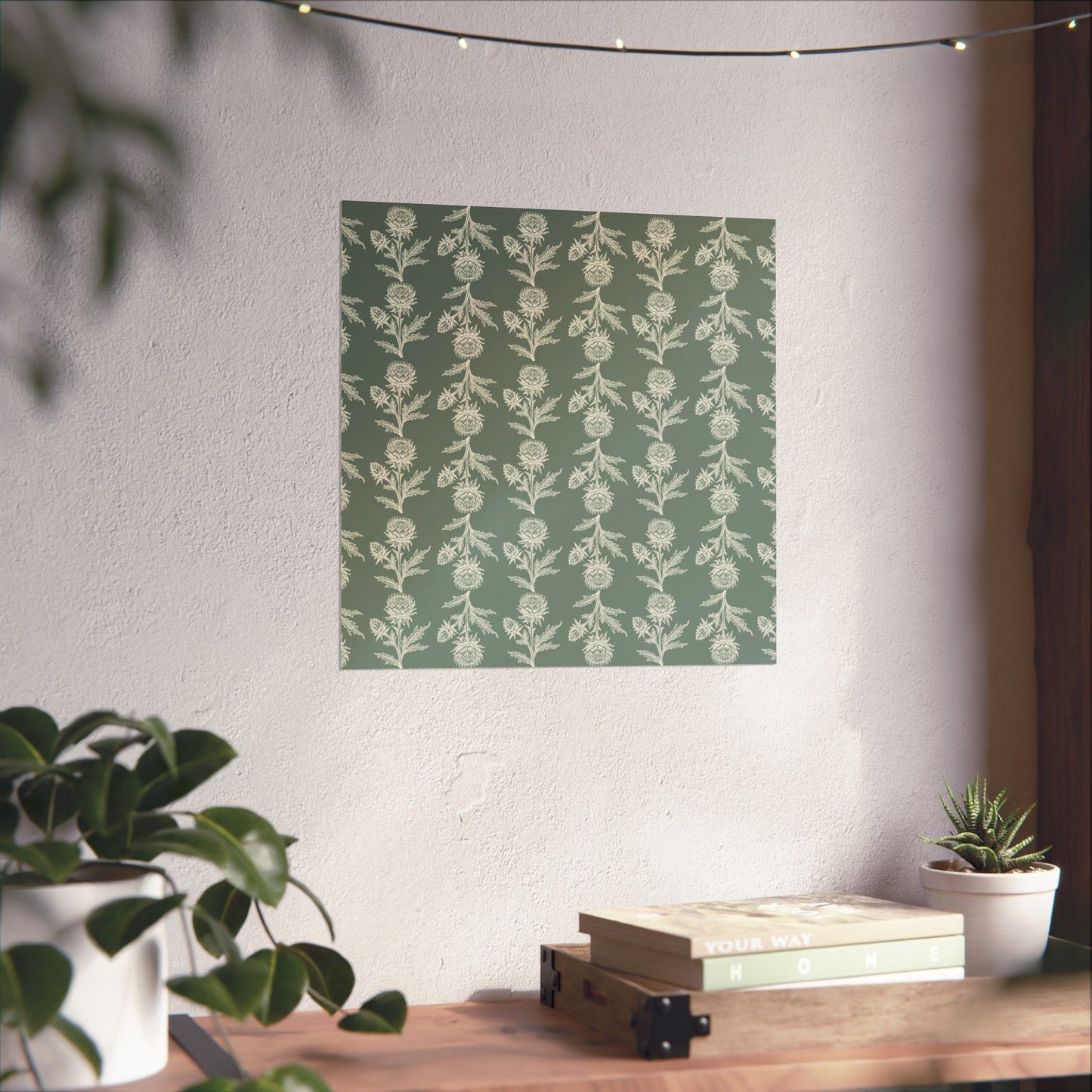 Green Vintage Floral Matte Vertical Poster - Intricate Design for Home Decor