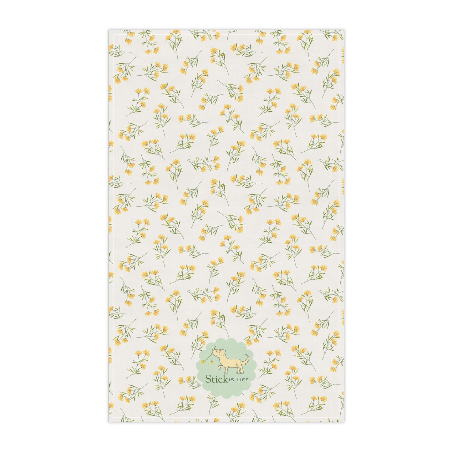 White Background w/ Yellow & Mint Spring Floral Cotton Tea Towels – Eco-Friendly Kitchen Decor