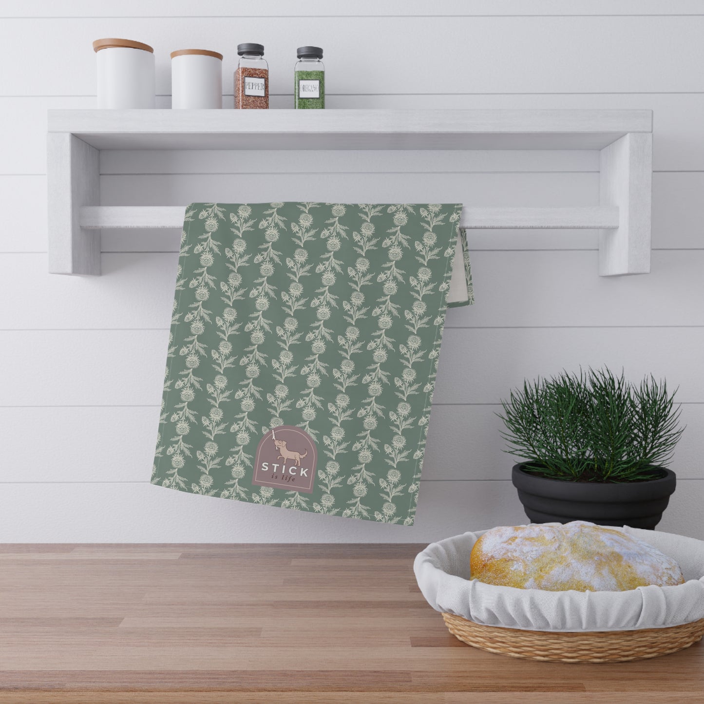 Vintage Green Floral Cotton Tea Towels – Eco-Friendly Kitchen Decor