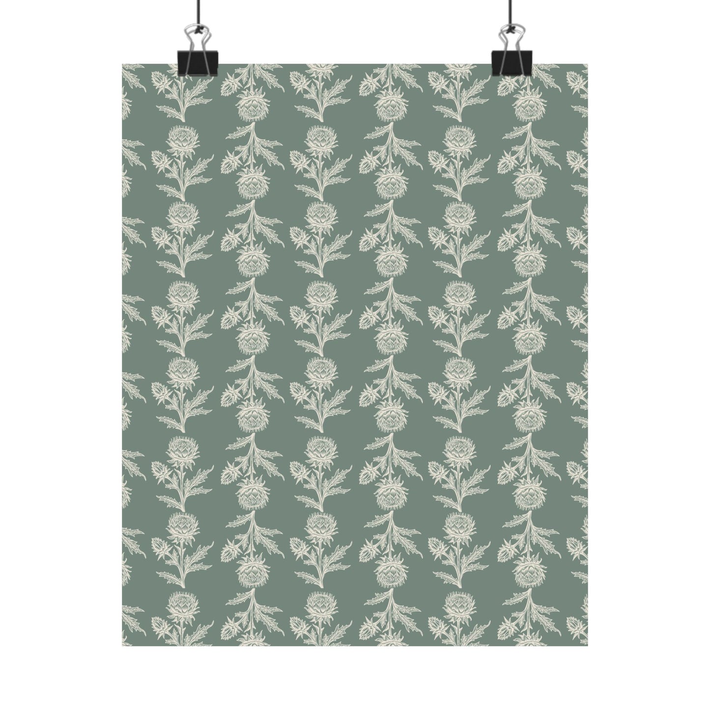 Green Vintage Floral Matte Vertical Poster - Intricate Design for Home Decor