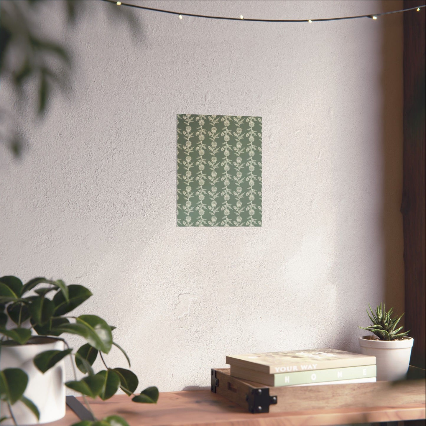 Green Vintage Floral Matte Vertical Poster - Intricate Design for Home Decor