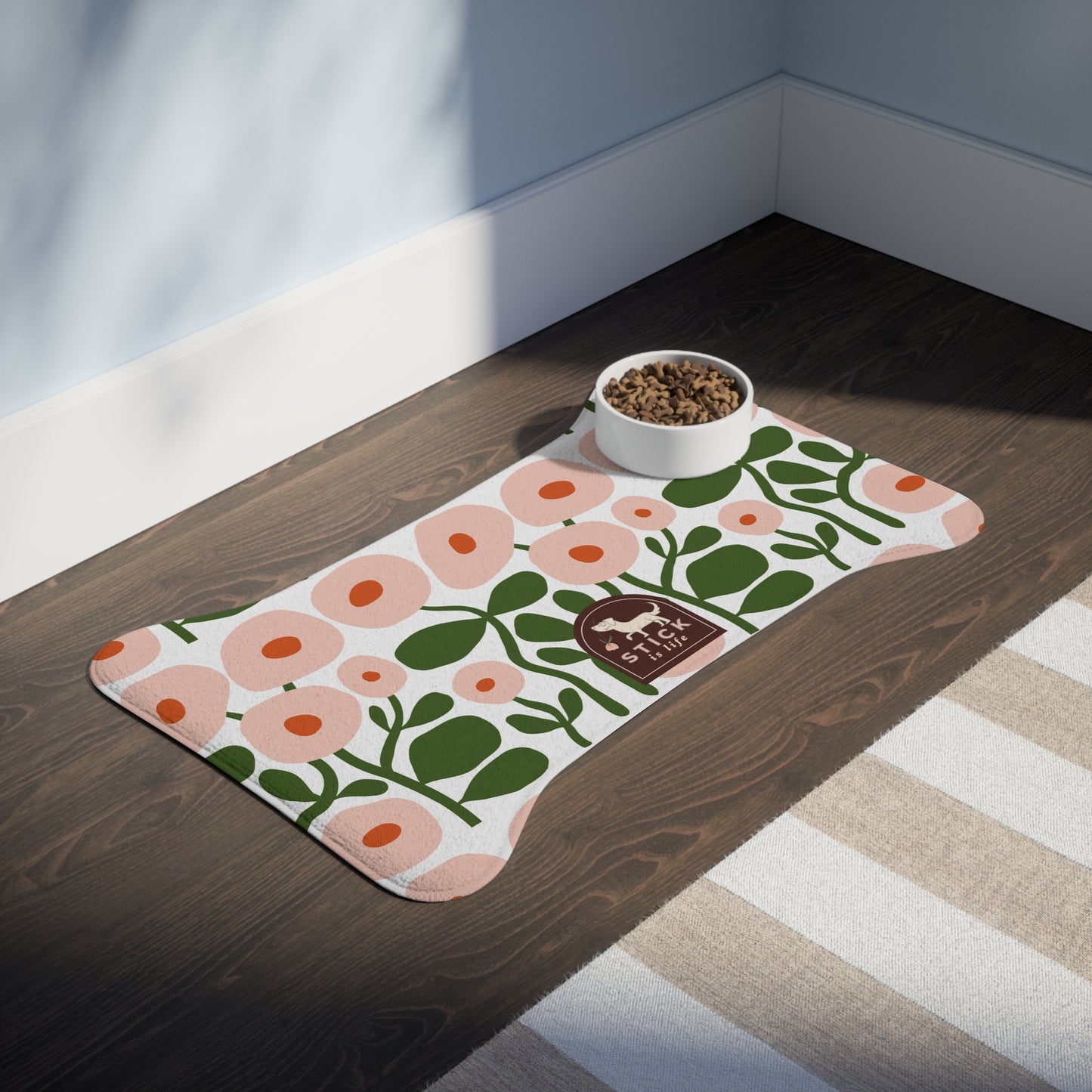 Pink Spring Floral Pet Feeding Mat