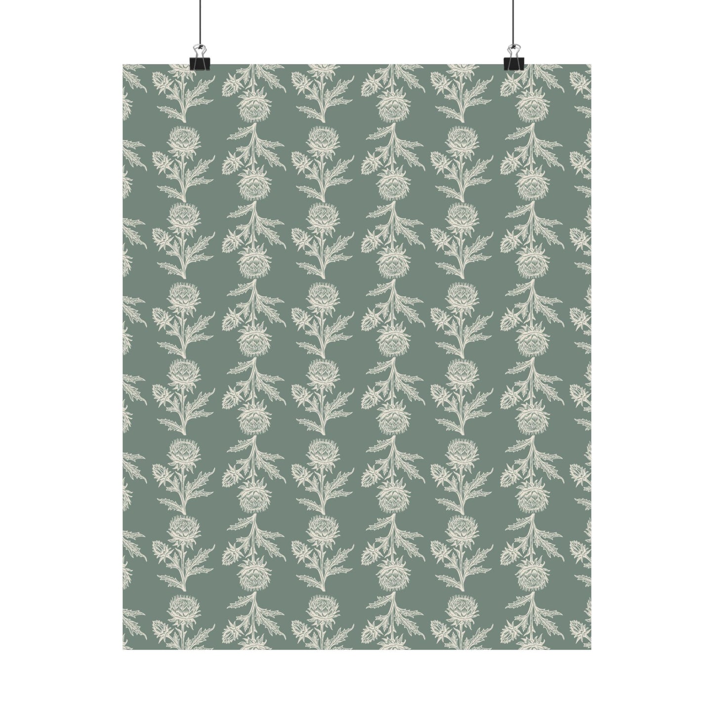 Green Vintage Floral Matte Vertical Poster - Intricate Design for Home Decor