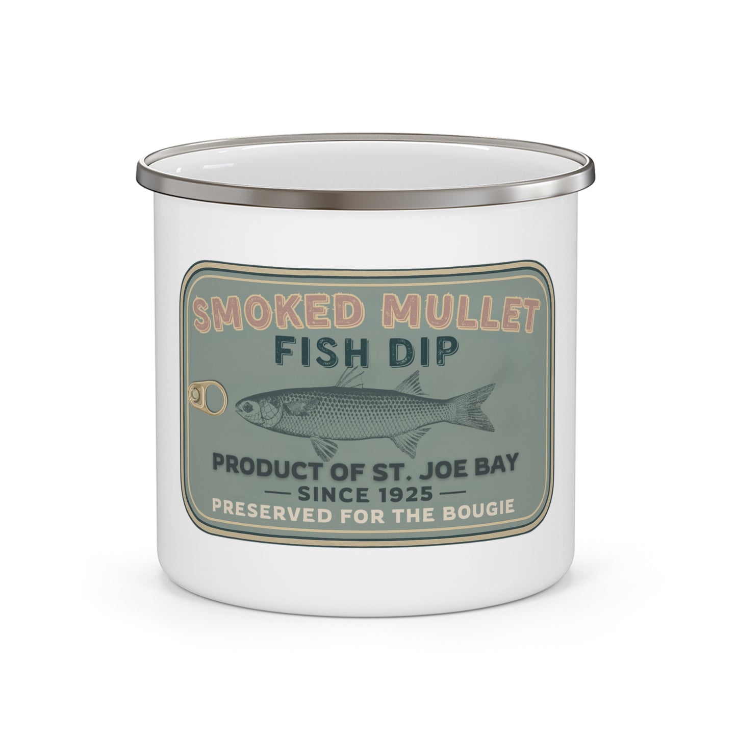 Smoked Mullet Fish Dip Tin Enamel Camping Mug -