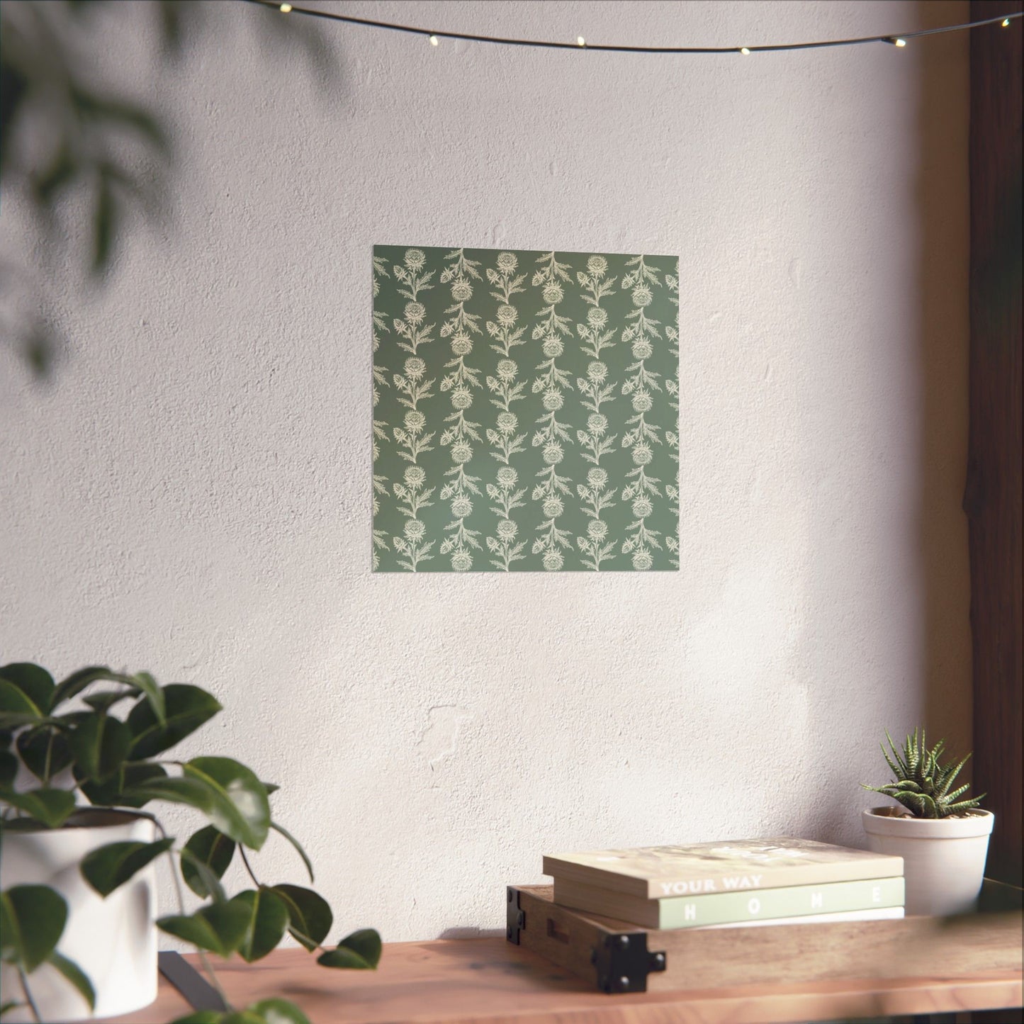 Green Vintage Floral Matte Vertical Poster - Intricate Design for Home Decor