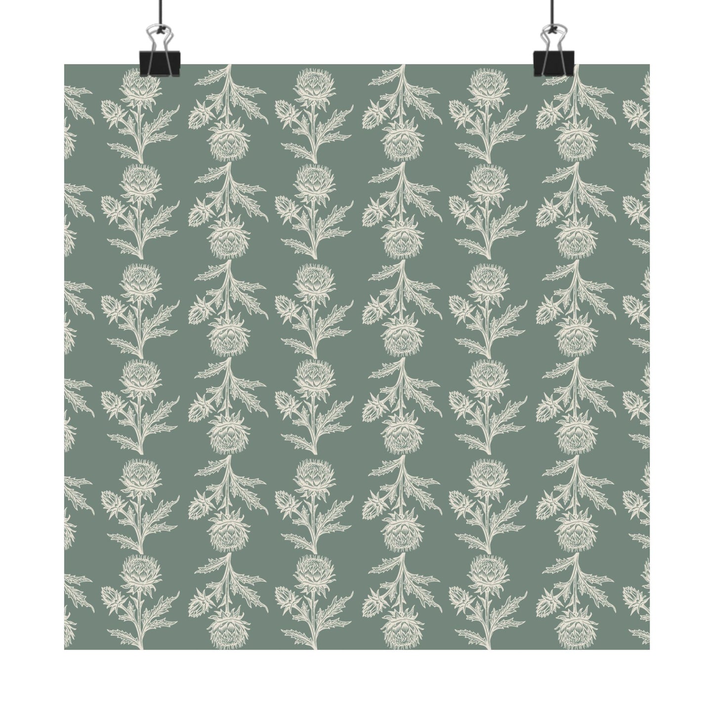 Green Vintage Floral Matte Vertical Poster - Intricate Design for Home Decor