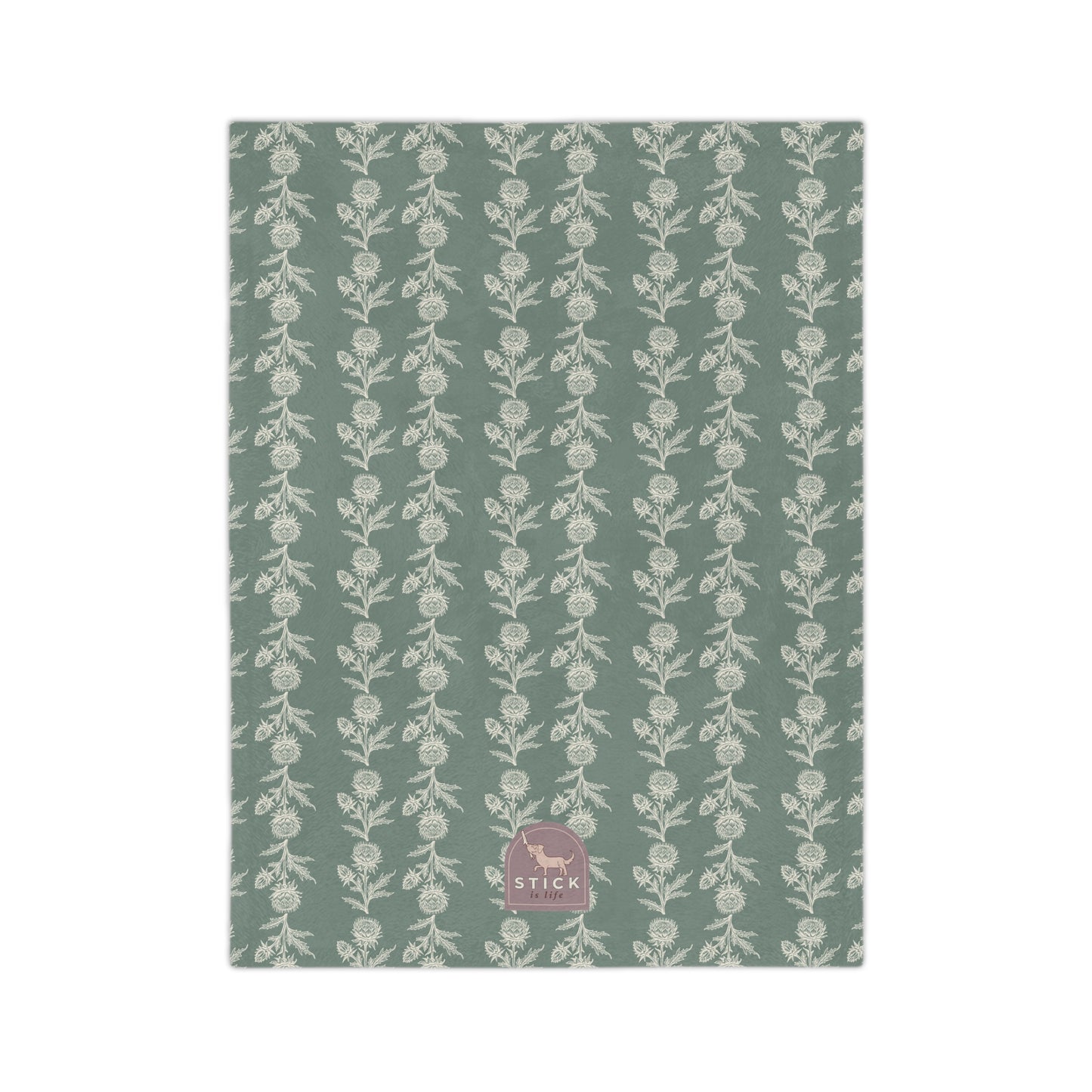 Vintage Green Floral Velveteen Microfiber Lightweight Blanket