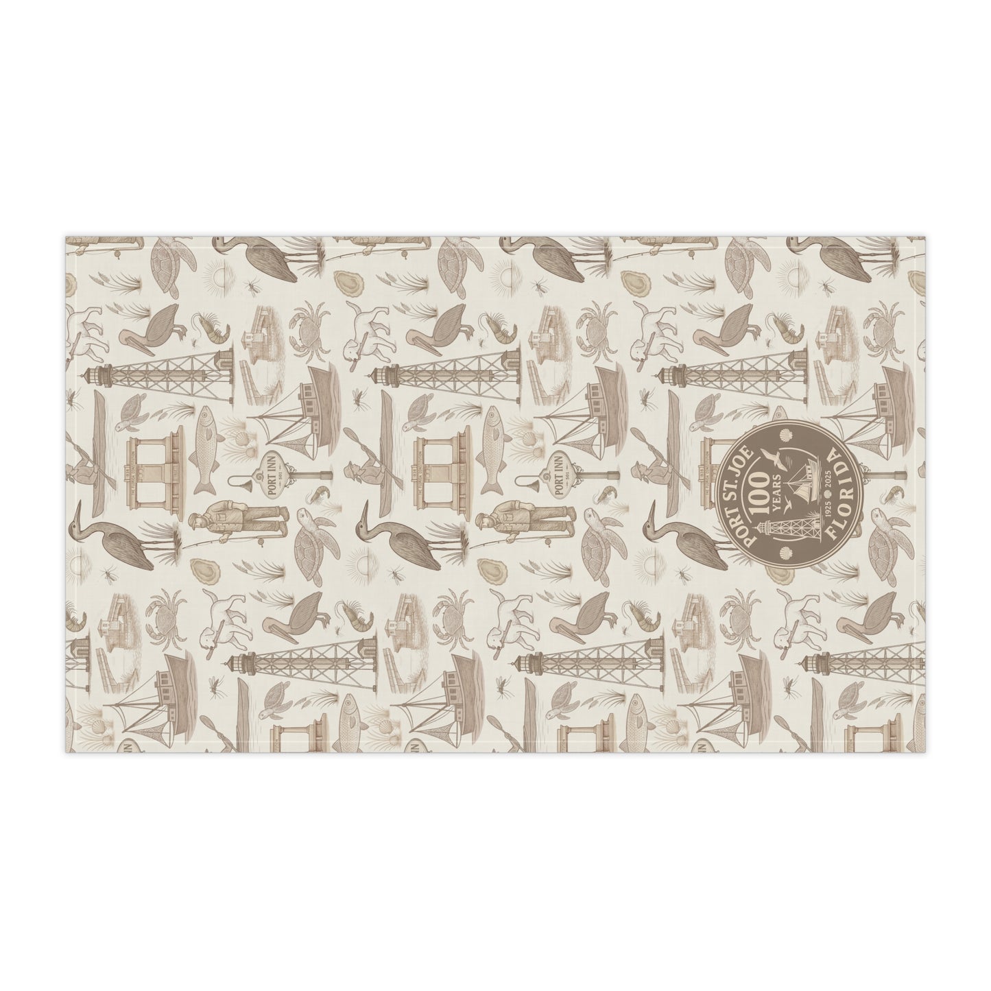 Tea Towel - Port St Joe 100 Years Anniversary Vintage Sepia Tone