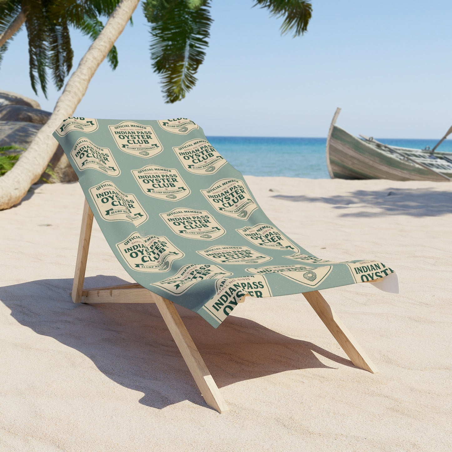 Indian Pass Oyster Club Beach Towel -Fisherman Core at the Shore Collection