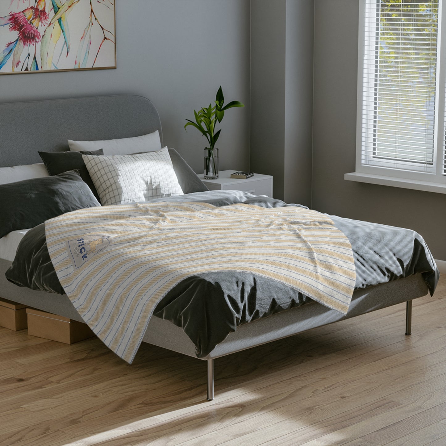 Vintage Stripe Velveteen Microfiber Lightweight Blanket