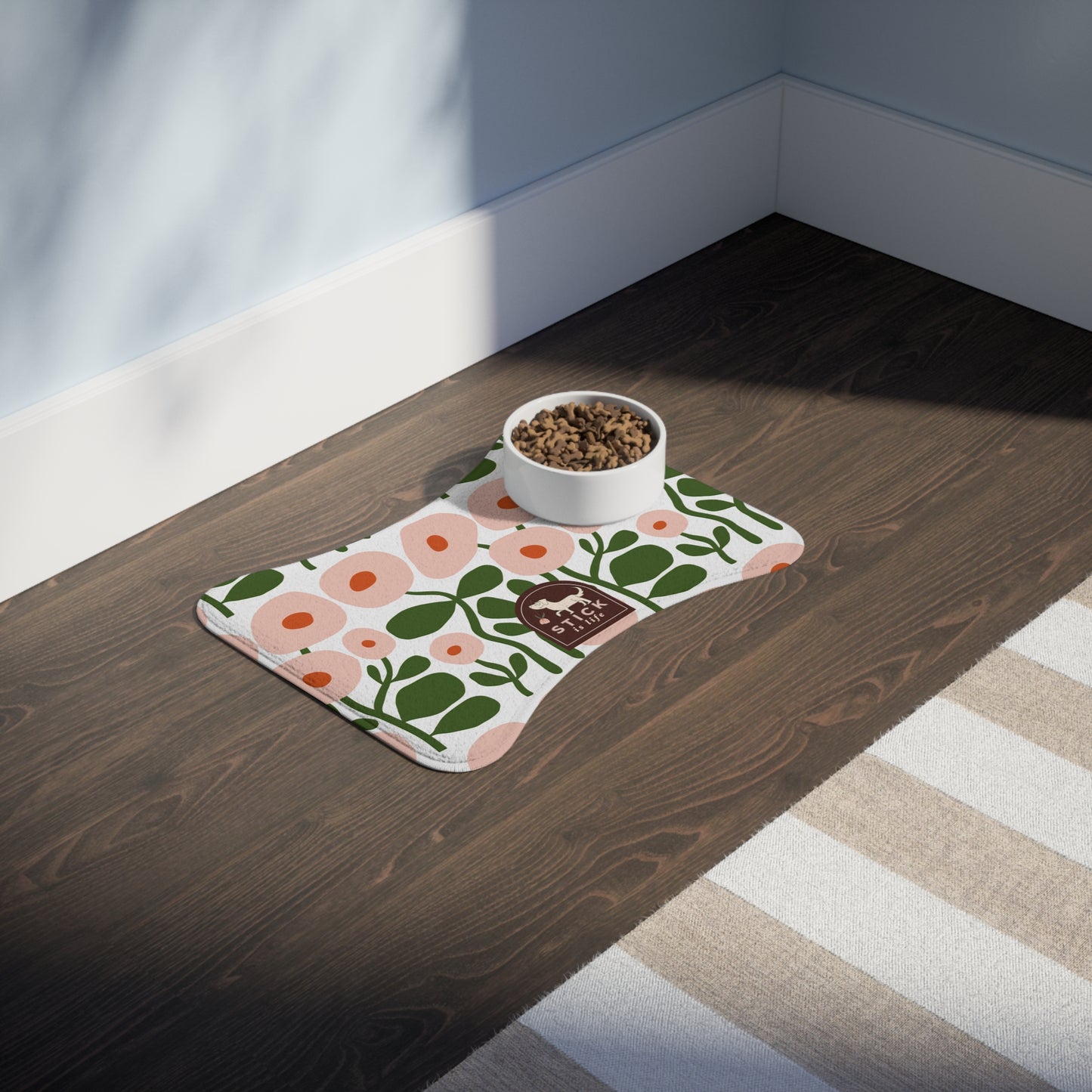 Pink Spring Floral Pet Feeding Mat