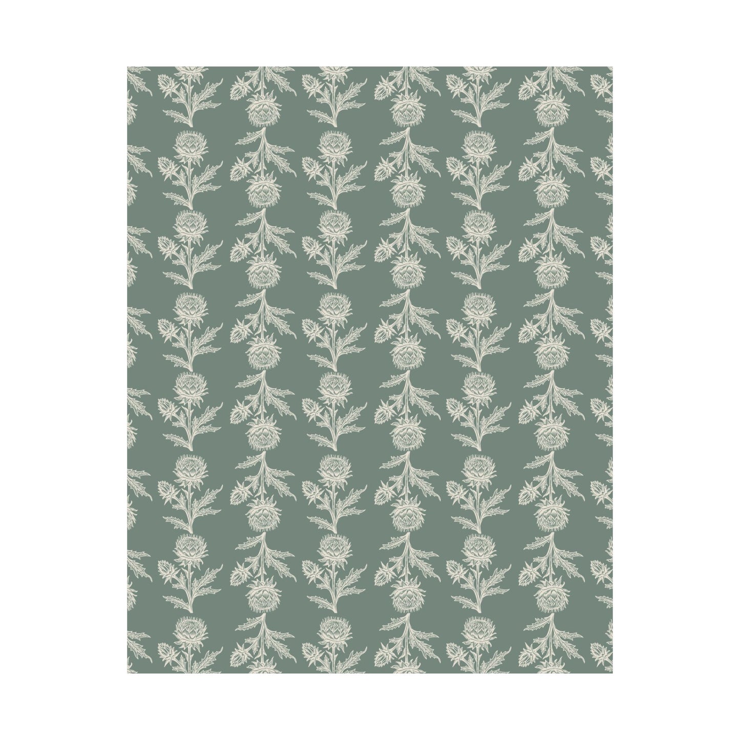 Green Vintage Floral Matte Vertical Poster - Intricate Design for Home Decor