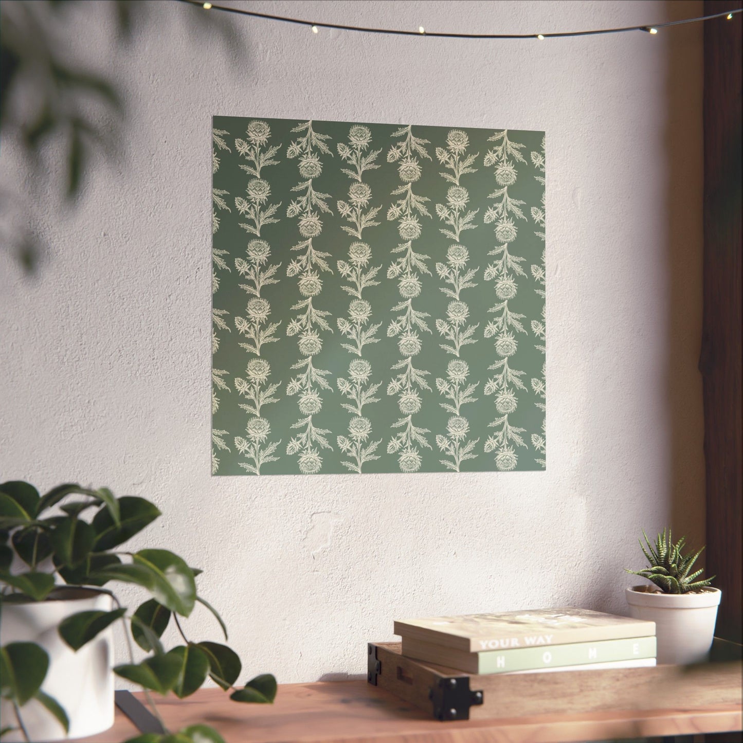 Green Vintage Floral Matte Vertical Poster - Intricate Design for Home Decor