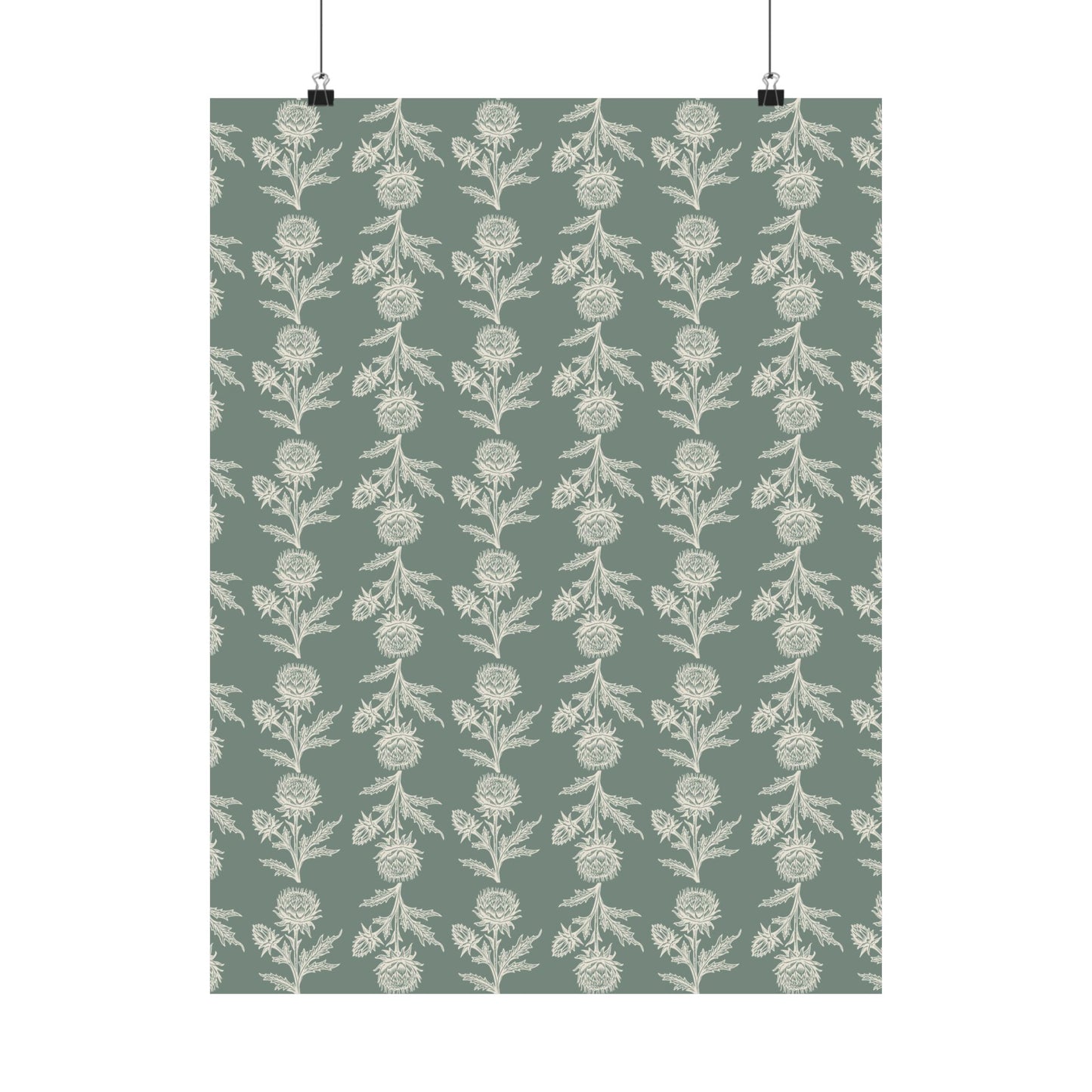 Green Vintage Floral Matte Vertical Poster - Intricate Design for Home Decor