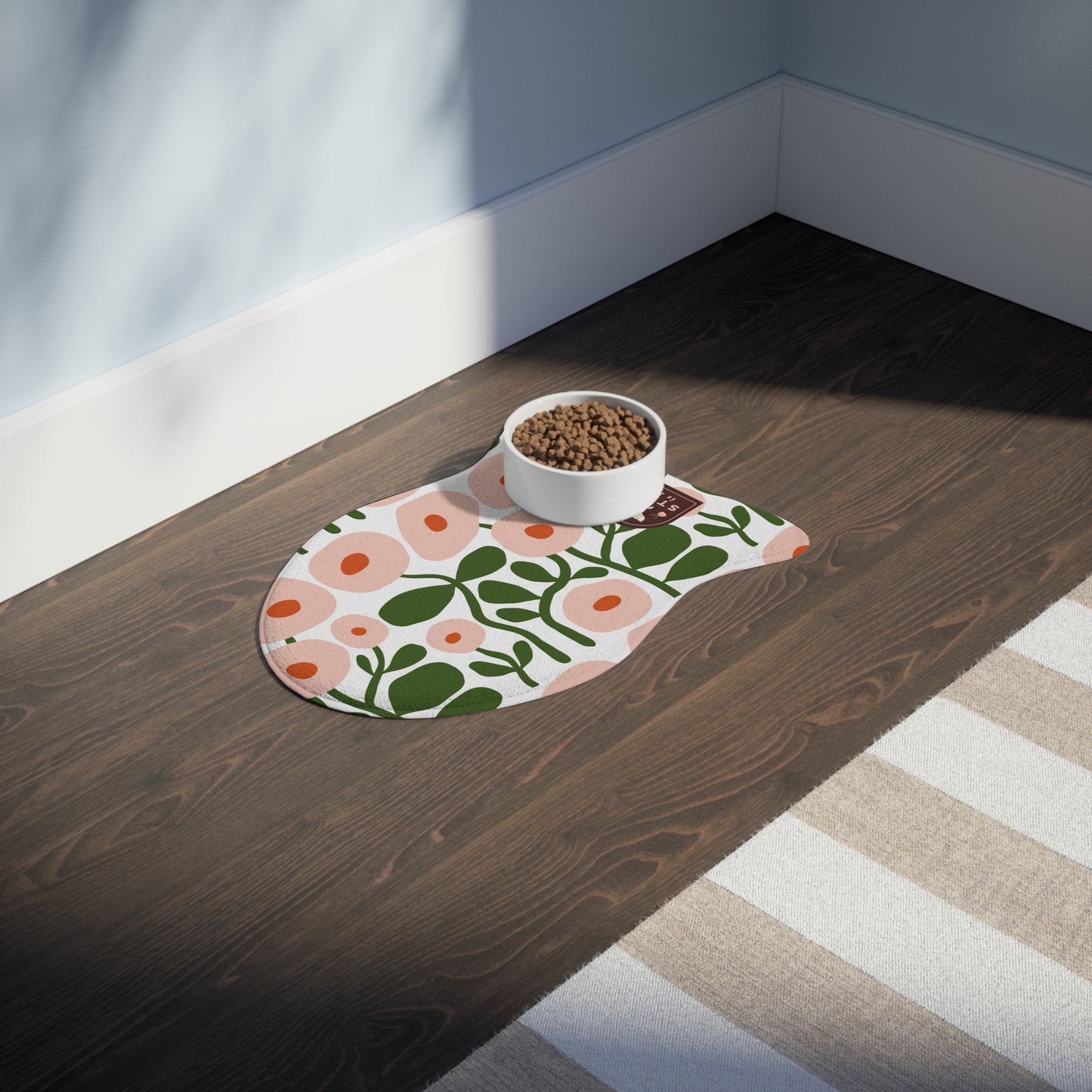 Pink Spring Floral Pet Feeding Mat