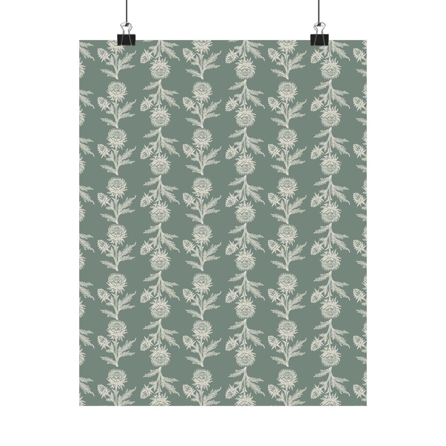 Green Vintage Floral Matte Vertical Poster - Intricate Design for Home Decor