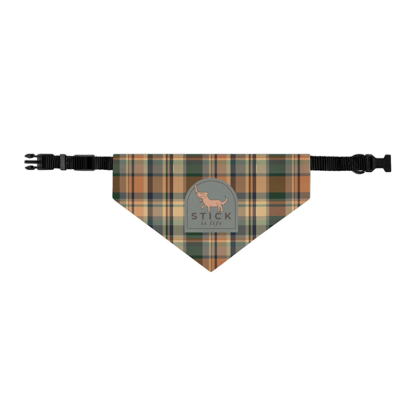 Plaid Fall Pumpkin Pet Bandana Collar