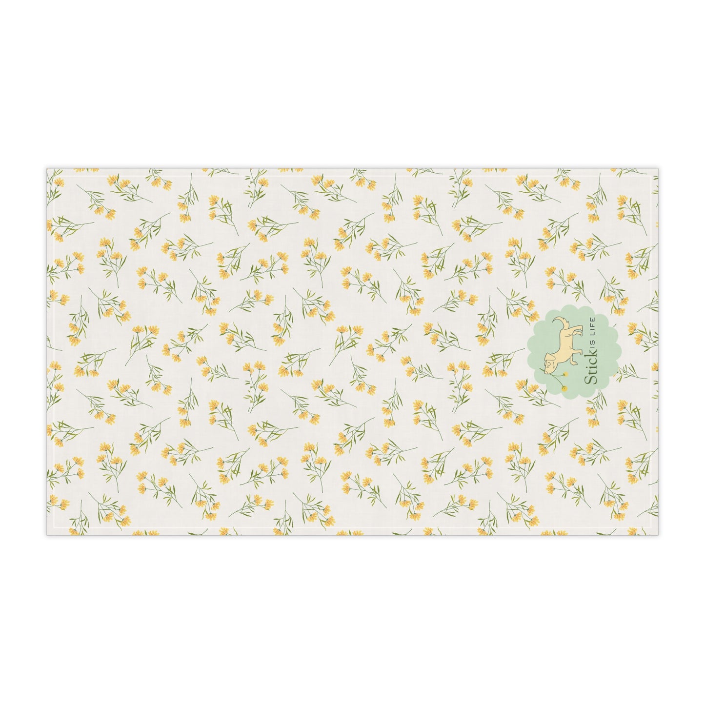 White Background w/ Yellow & Mint Spring Floral Cotton Tea Towels – Eco-Friendly Kitchen Decor