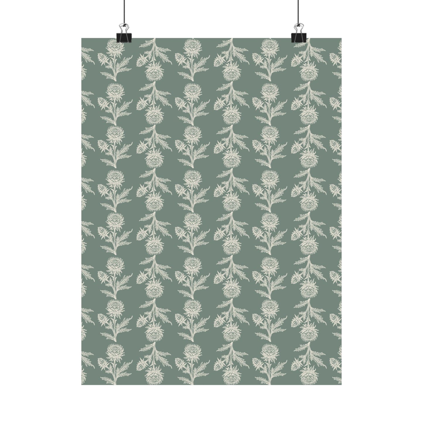 Green Vintage Floral Matte Vertical Poster - Intricate Design for Home Decor