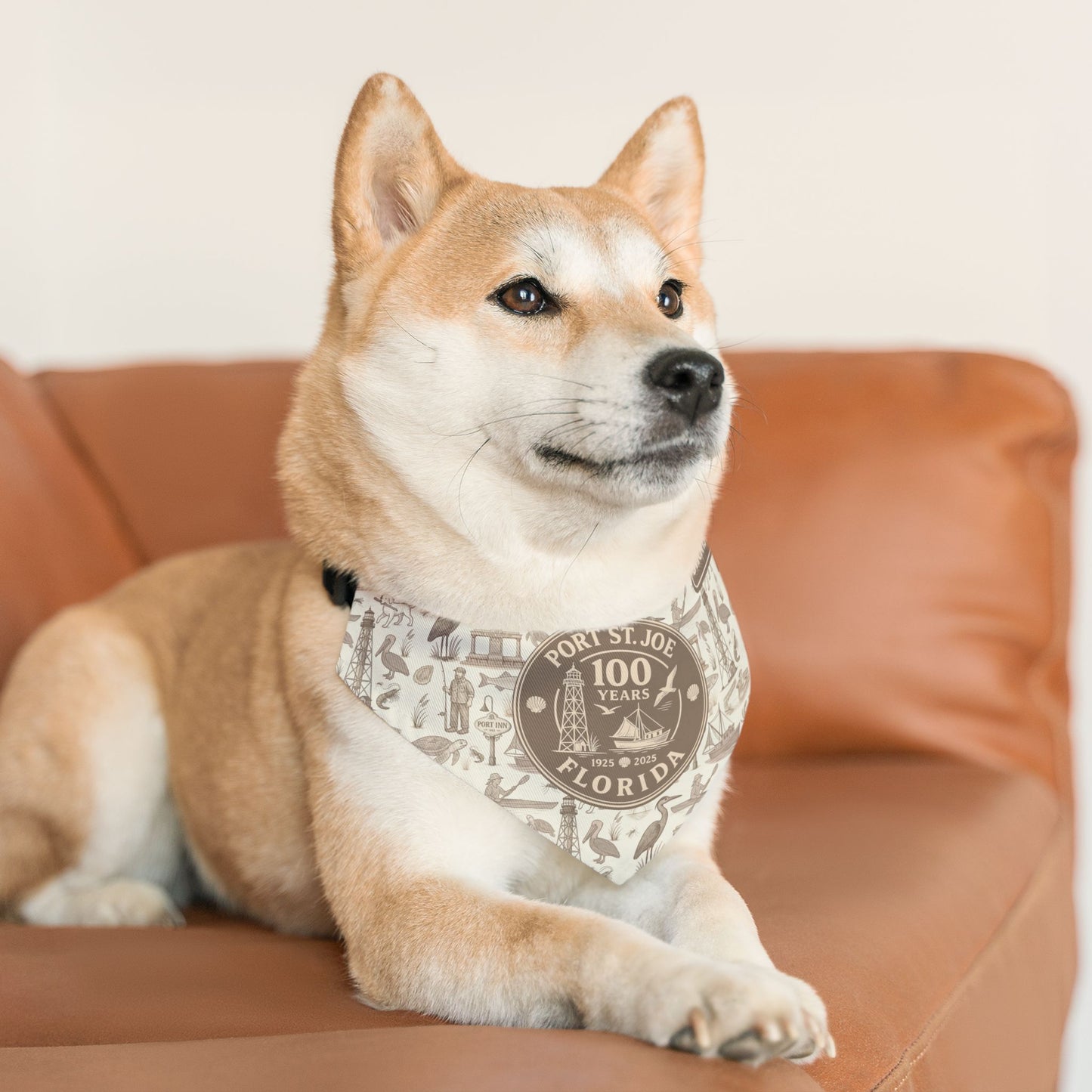 Port St Joe 100 Years Anniversary Pet Bandana Collar - Vintage Sepia Tone