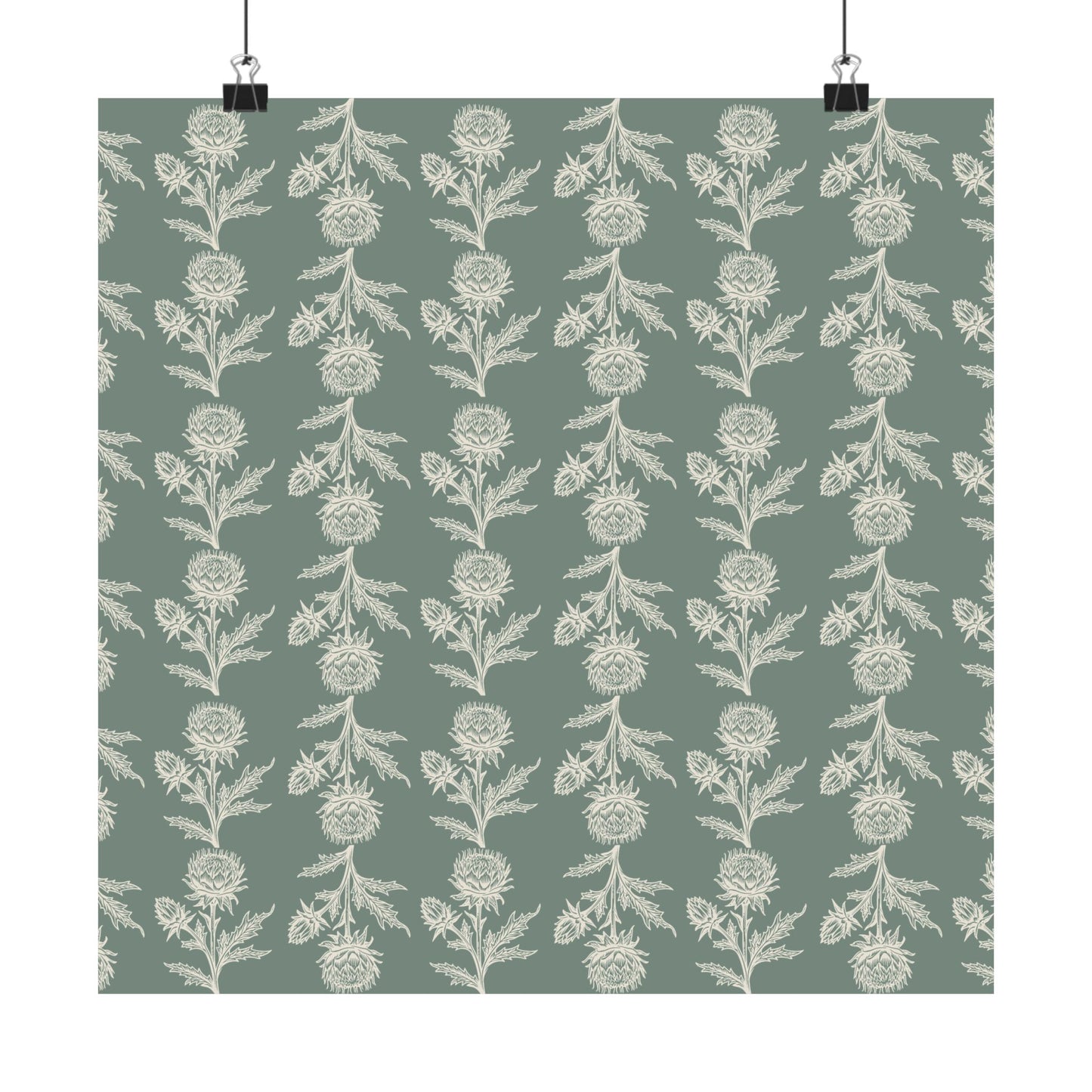 Green Vintage Floral Matte Vertical Poster - Intricate Design for Home Decor