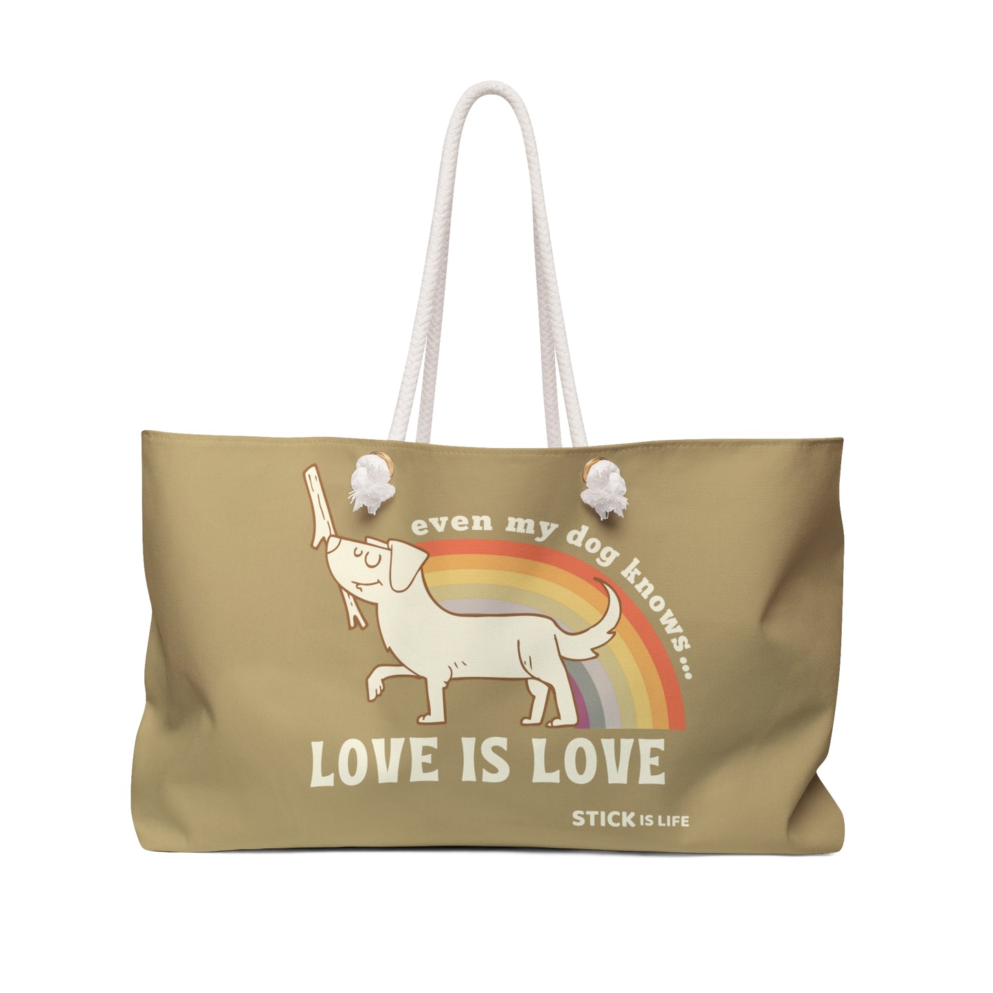 PRIDE Weekender Bag - Perfect for Trips, Beach Days, Gifts, Dog Owners, Love is Love Theme