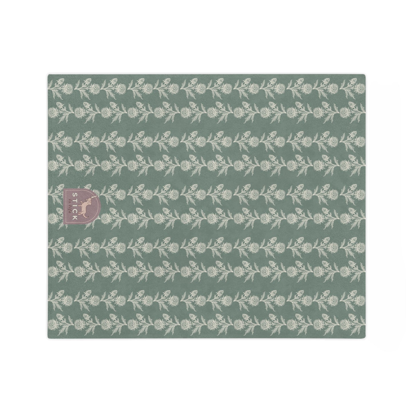 Vintage Green Floral Velveteen Microfiber Lightweight Blanket