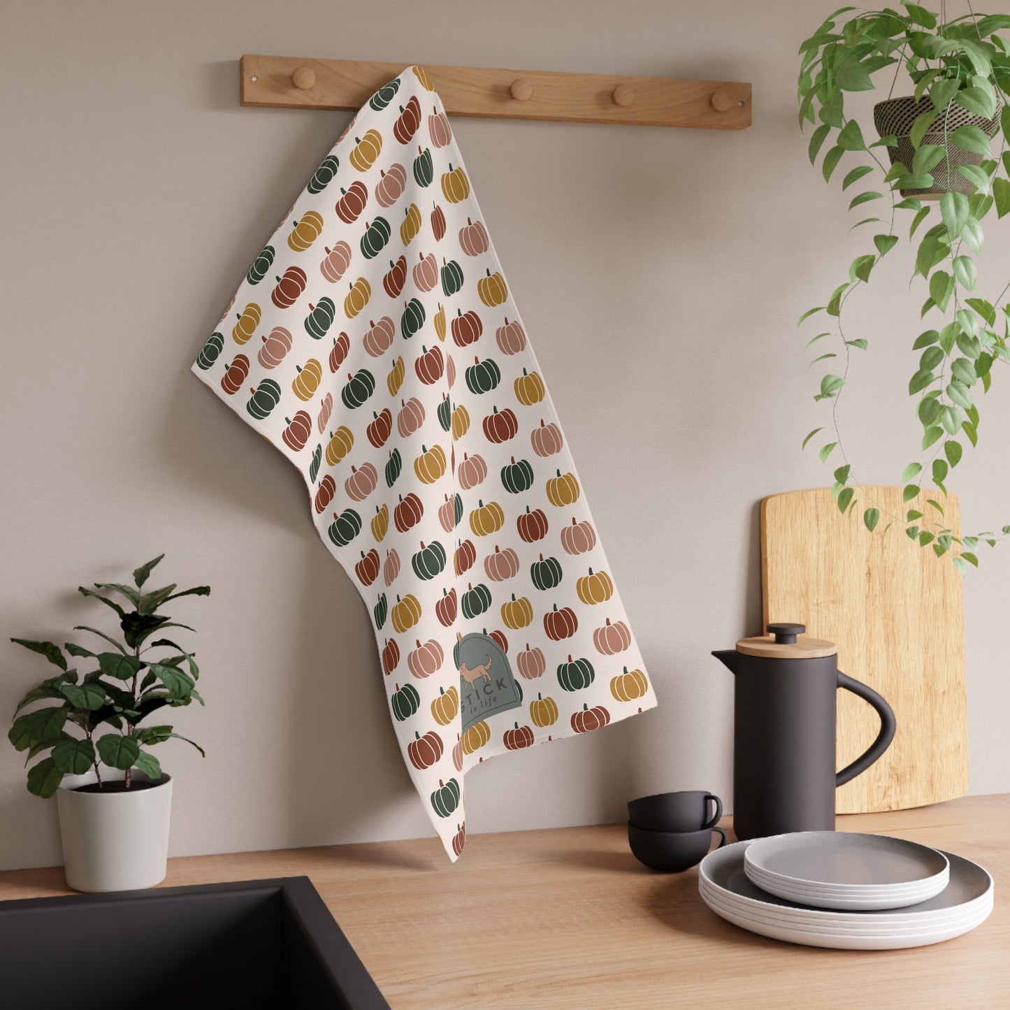 Moody Pumpkin Tea Towel – Eco-Friendly Kitchen Decor