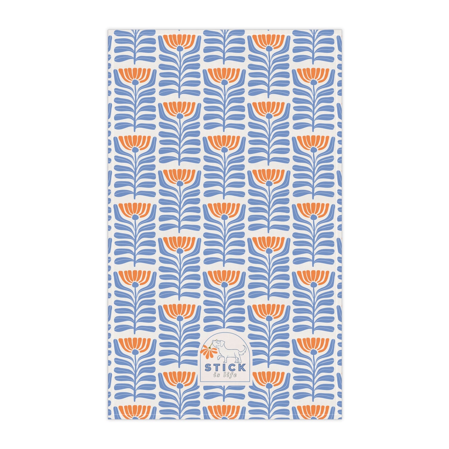 Orange & Blue Modern Floral Cotton Tea Towels – Eco-Friendly Kitchen Decor