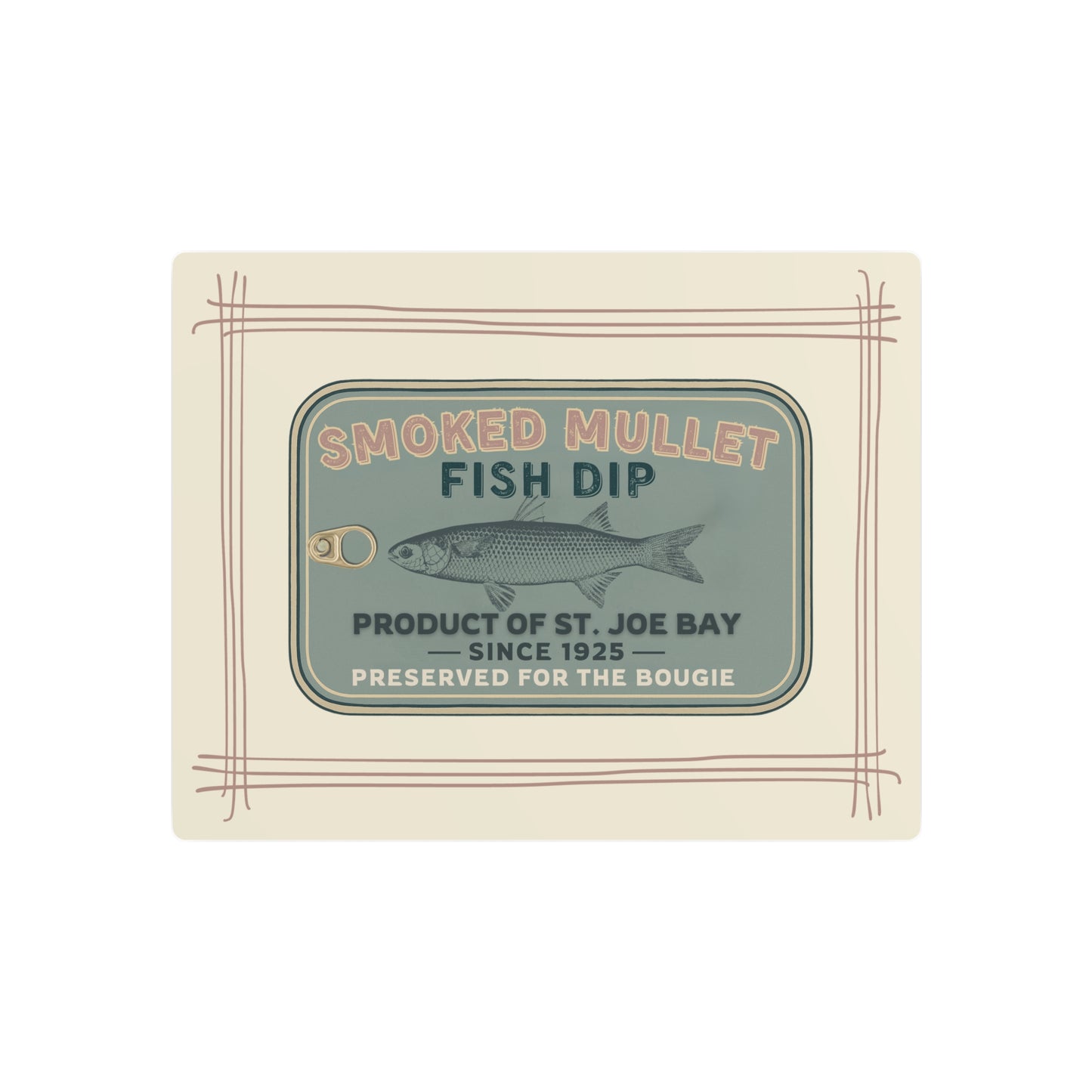 Smoked Mullet Fish Dip Tin - Metal Art Sign -  Fisherman Core Collection