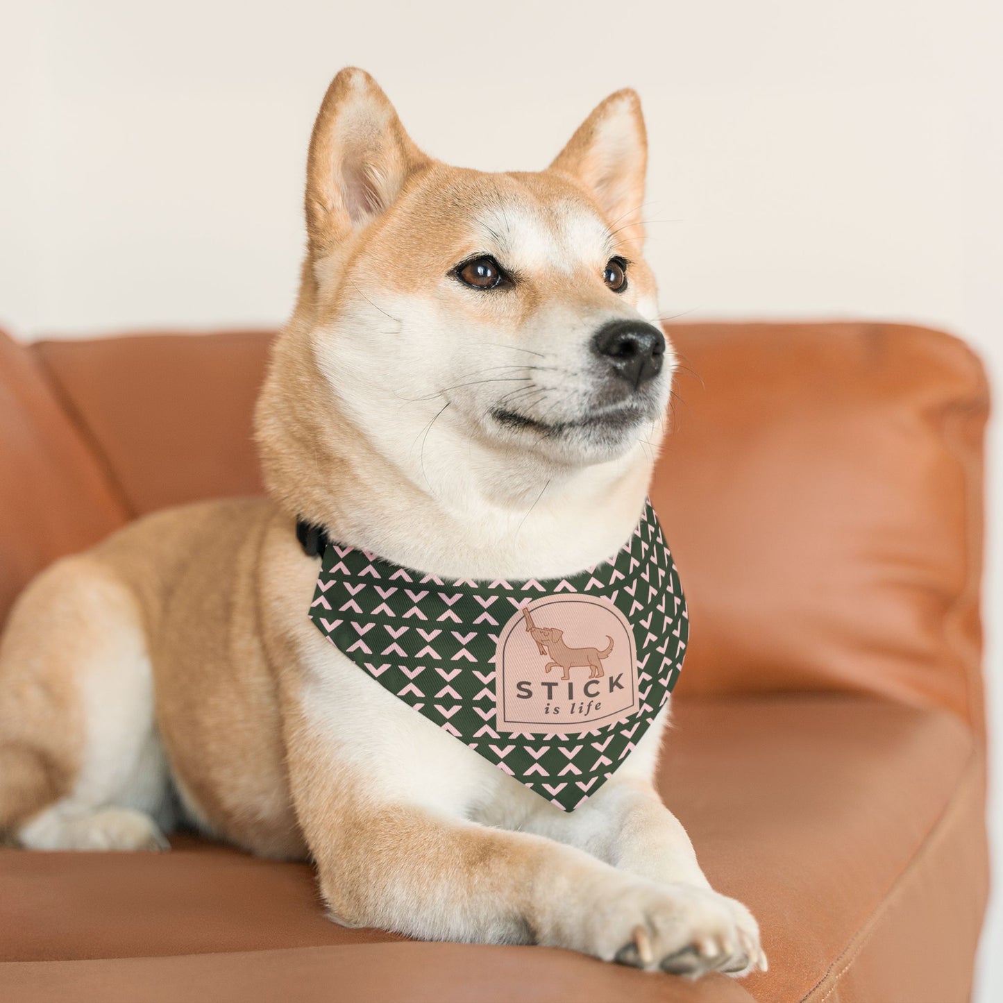 Fall Green and Mauve Pattern Pet Bandana Collar