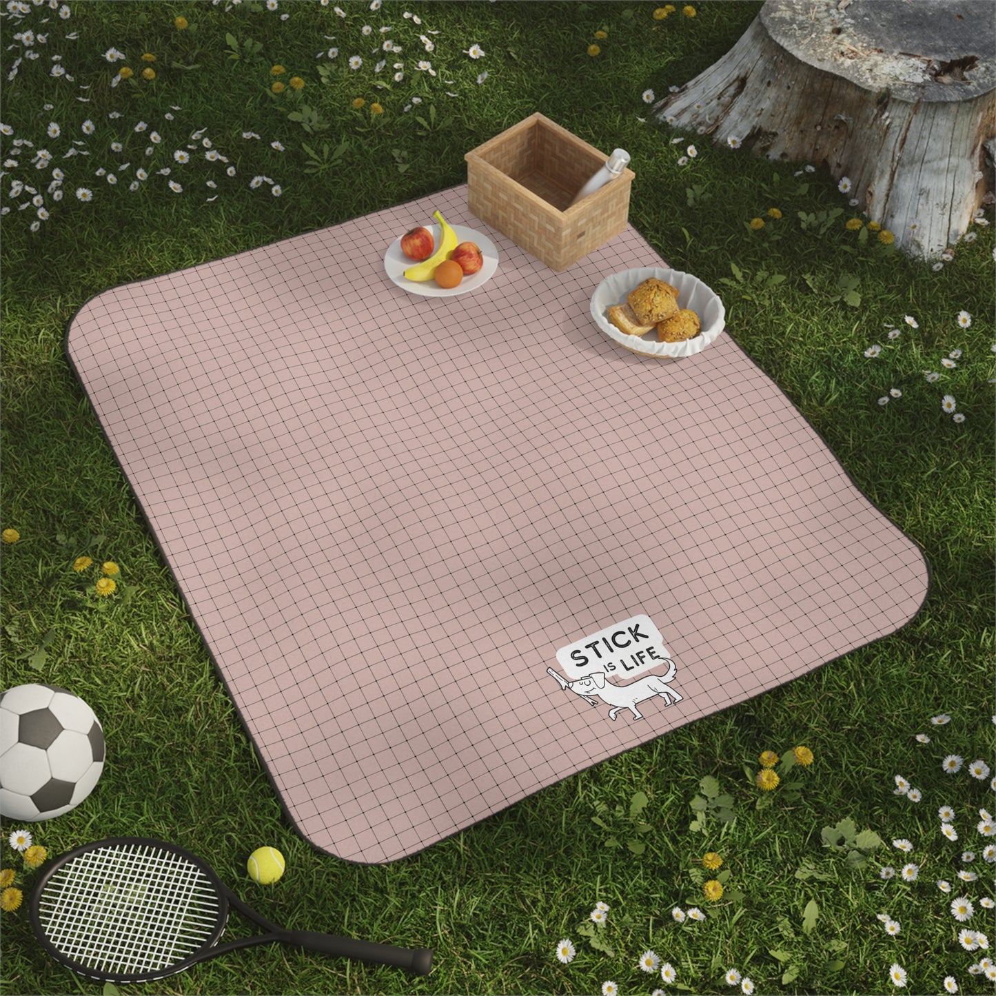 Dusty Pink & Black Crosshatch Picnic Blanket - Perfect for Outdoor Adventures & Gatherings