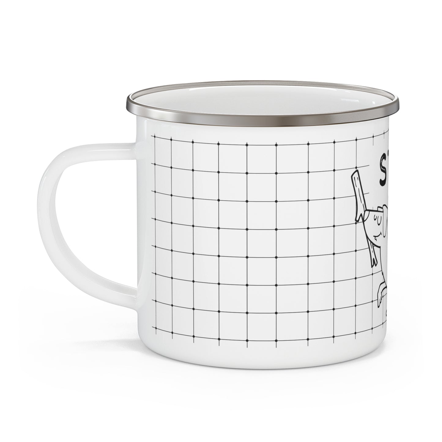 Black and White 'Stick is Life' Enamel Camping Mug - Perfect for Outdoor Adventures