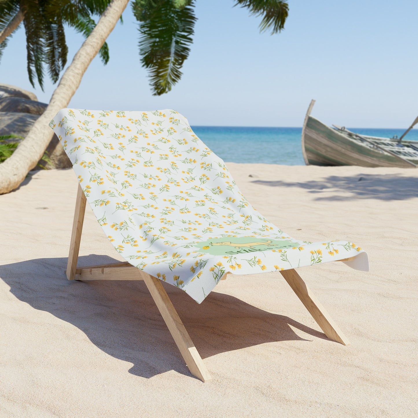 Yellow and Mint Floral Beach Towel