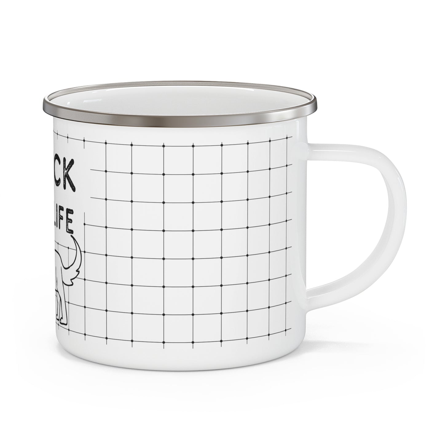 Black and White 'Stick is Life' Enamel Camping Mug - Perfect for Outdoor Adventures