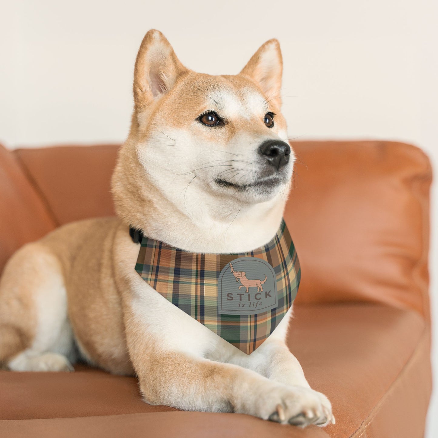 Plaid Fall Pumpkin Pet Bandana Collar