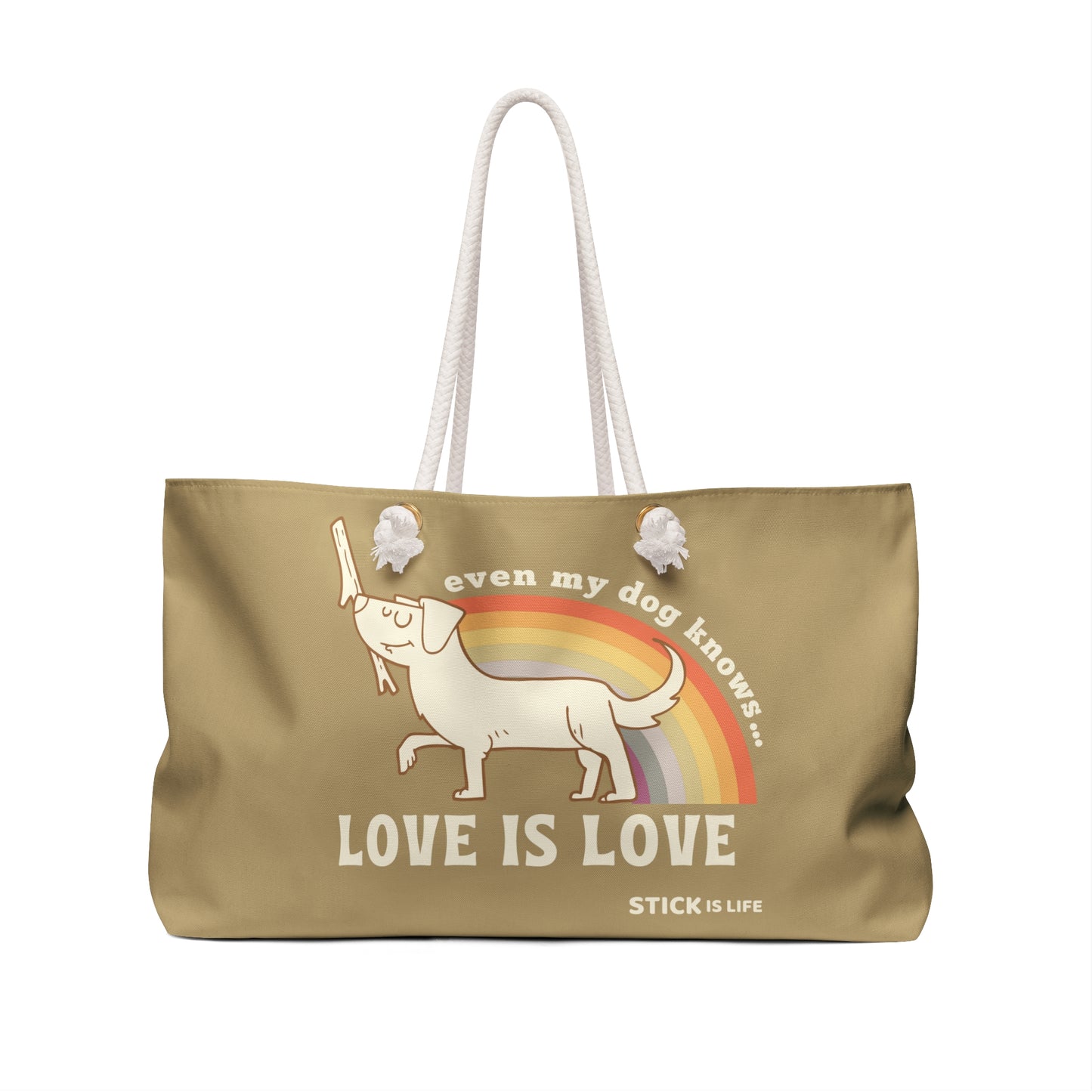 PRIDE Weekender Bag - Perfect for Trips, Beach Days, Gifts, Dog Owners, Love is Love Theme