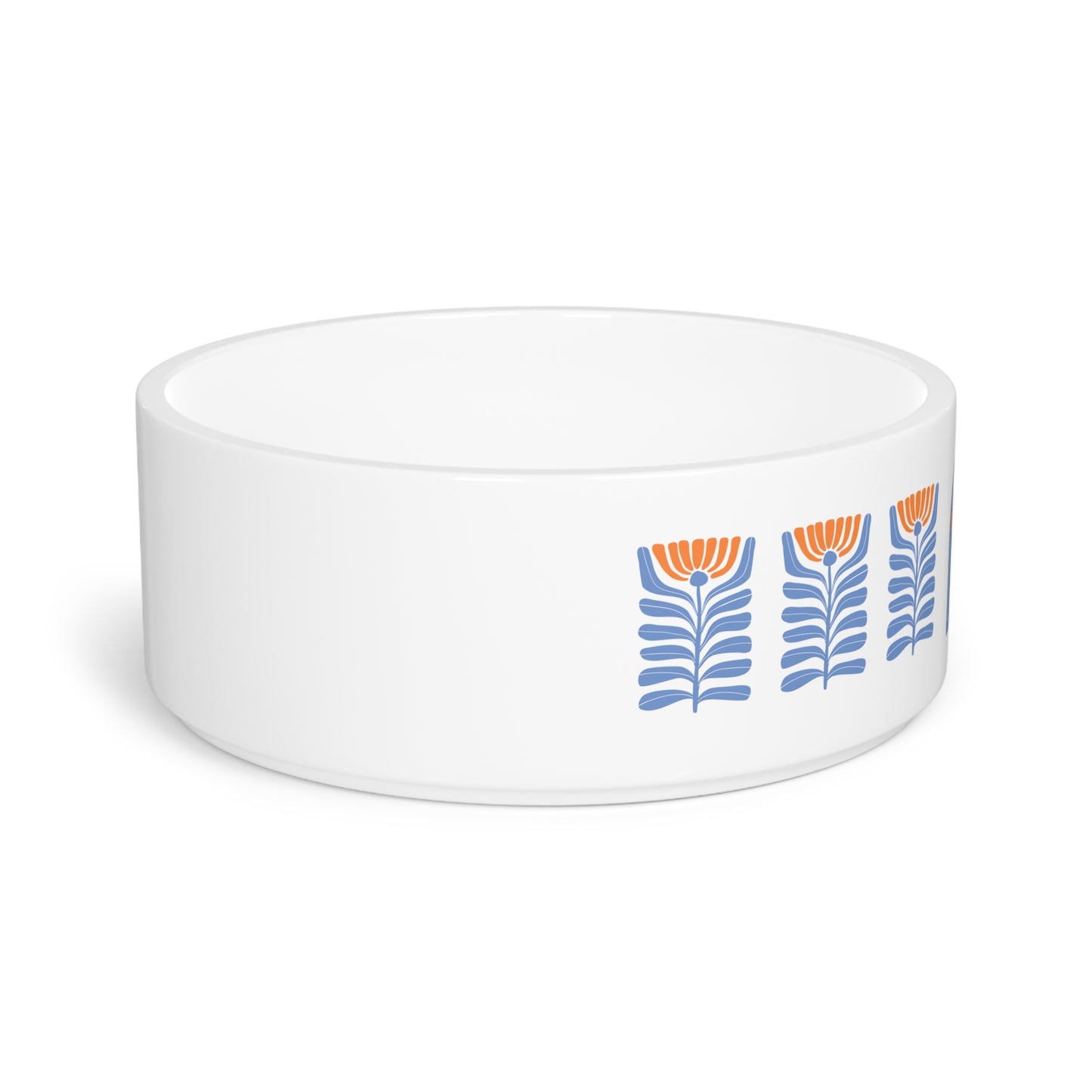 Orange & Blue Modern Floral Pet Bowl