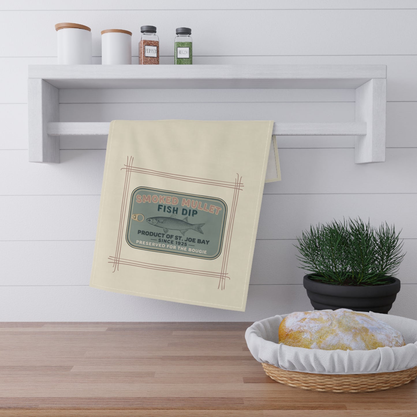 Smoked Mullet Fish Dip Tin Tea Towel – Eco-Friendly Kitchen Decor