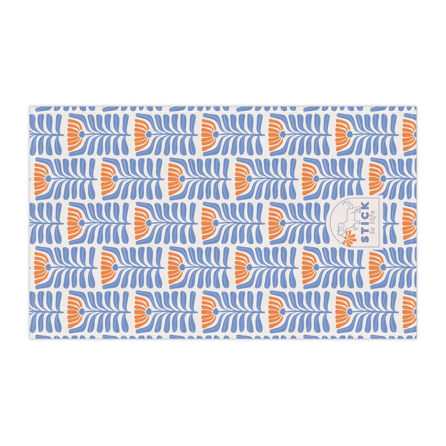 Orange & Blue Modern Floral Cotton Tea Towels – Eco-Friendly Kitchen Decor